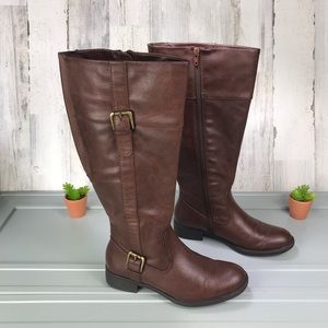 G. H. Bass & Co Wide Calf Faux Leather Brown Boots